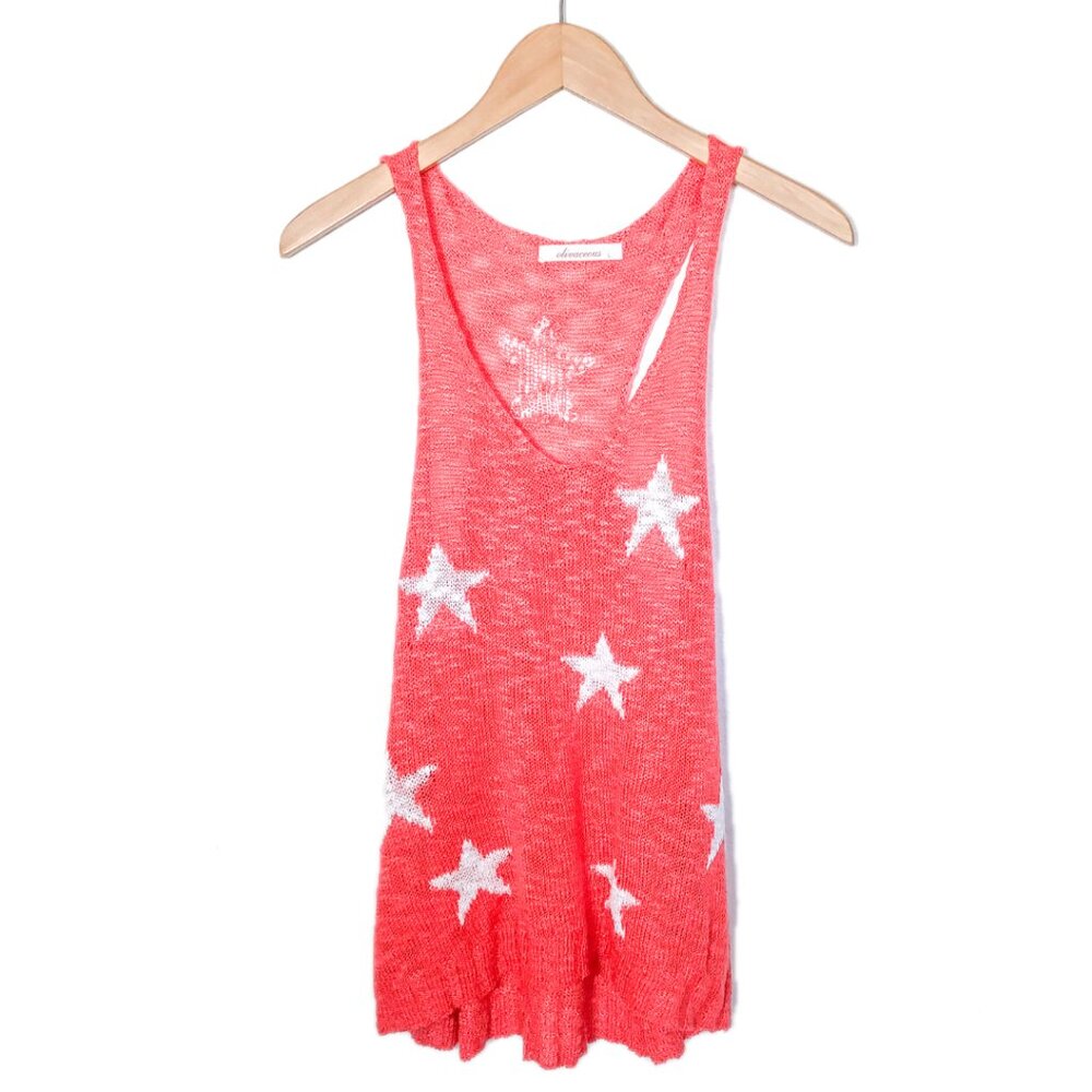 Casual Chic Red & White Star Racerback Knit Tank - Women's Large